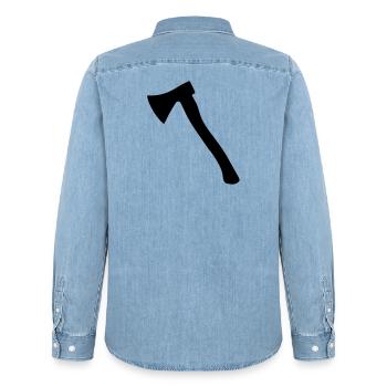 Hatchet - Ax - Men’s Organic Denim Shirt by Stanley/Stella - light wash - Back - AI Model Male 185 light (185cm)
