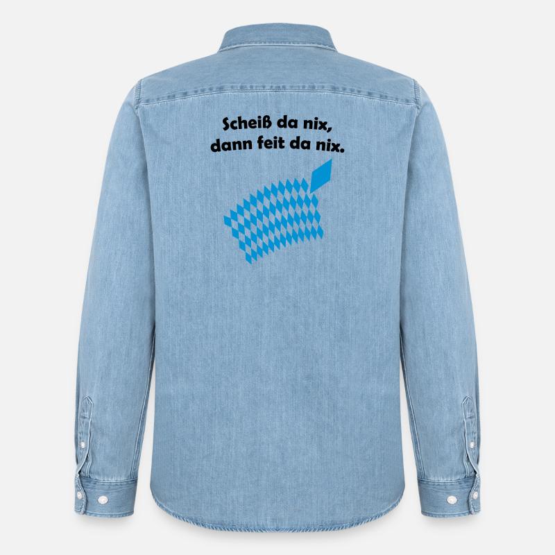 Bayerisches Scheiß da nix Design - Männer Jeanshemd Organic von Stanley/Stella - verwaschenes Hellblau