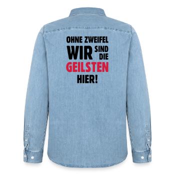 geil Geilsten Party witzig Bier lustig T-Shirt - Männer Jeanshemd Organic von Stanley/Stella - verwaschenes Hellblau - Hinten - AI Model Male 185 light (185cm)