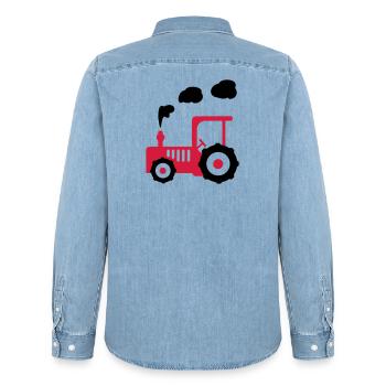 tracteur - Chemise en denim homme bio Stanley/Stella - bleu clair délavé - Dos - AI Model Male 185 light (185cm)