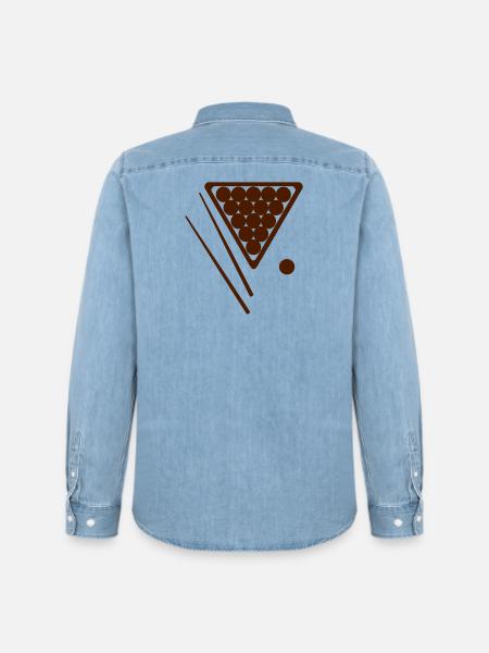 Snooker Rack and Cues - Men’s Organic Denim Shirt by Stanley/Stella - light wash