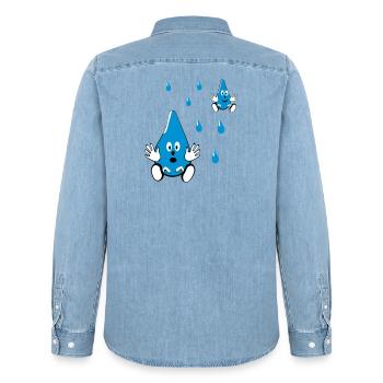 Petits amis goutte d’eau - Chemise en denim homme bio Stanley/Stella - bleu clair délavé - Dos - AI Model Male 185 light (185cm)
