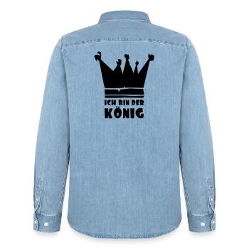ich bin der König - Männer Jeanshemd Organic von Stanley/Stella - verwaschenes Hellblau - Hinten - AI Model Male 185 light (185cm)
