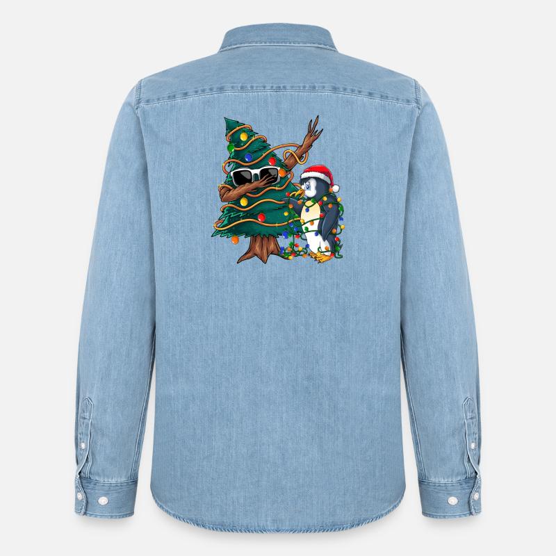 Dapping Tannenbaum -Dapping Weihnachtspullover - Männer Jeanshemd Organic von Stanley/Stella - verwaschenes Hellblau