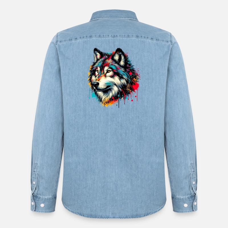 Wolf - Männer Jeanshemd Organic von Stanley/Stella - verwaschenes Hellblau