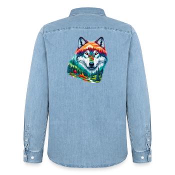 Loup - Chemise en denim homme bio Stanley/Stella - bleu clair délavé - Dos - AI Model Male 185 light (185cm)