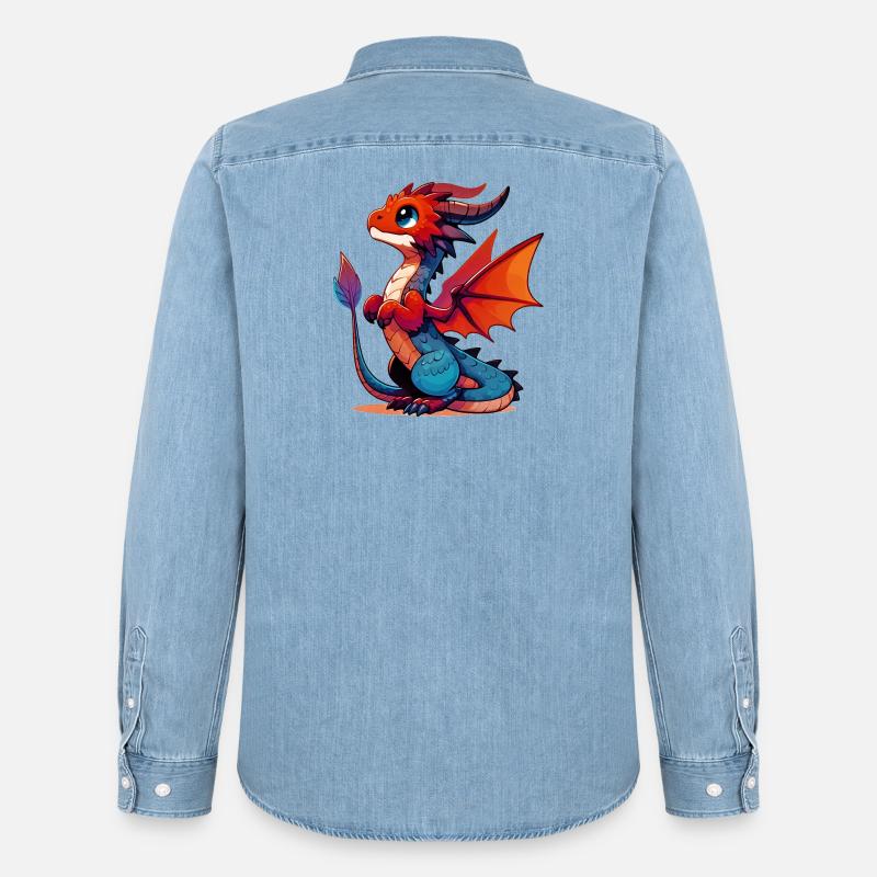 Drache - Männer Jeanshemd Organic von Stanley/Stella - verwaschenes Hellblau