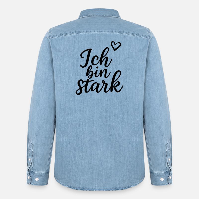 Ich bin stark - Männer Jeanshemd Organic von Stanley/Stella - verwaschenes Hellblau
