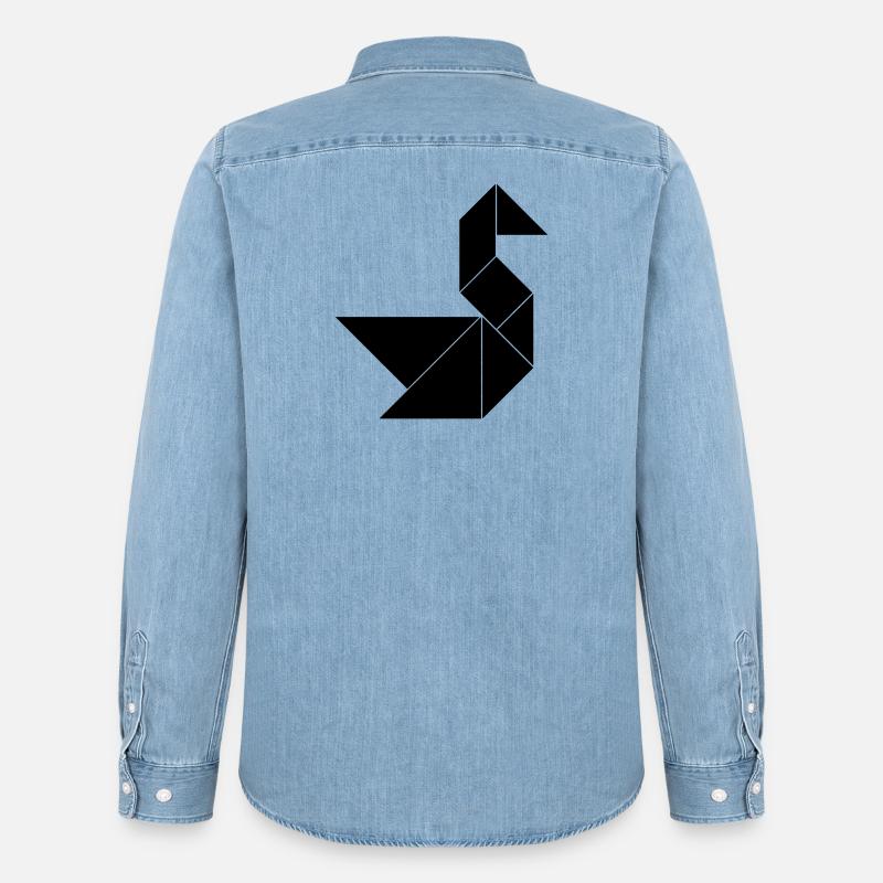 Tangram Schwan einfarbig - Männer Jeanshemd Organic von Stanley/Stella - verwaschenes Hellblau