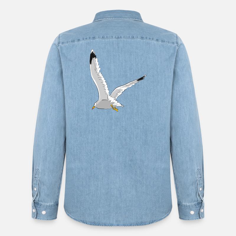 Möwe im Flug - Männer Jeanshemd Organic von Stanley/Stella - verwaschenes Hellblau