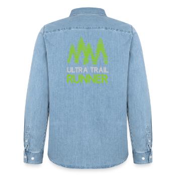 Ultra Trail Runner - Chemise en denim homme bio Stanley/Stella - bleu clair délavé - Dos - AI Model Male 185 light (185cm)
