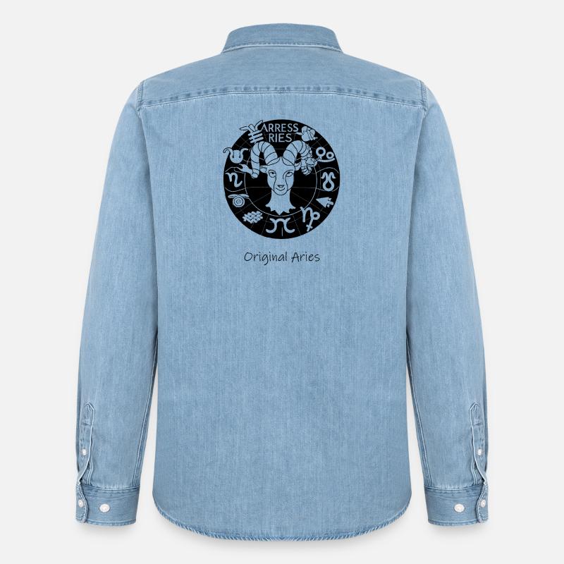 Sternzeichen Widder 001 schwarz - Männer Jeanshemd Organic von Stanley/Stella - verwaschenes Hellblau