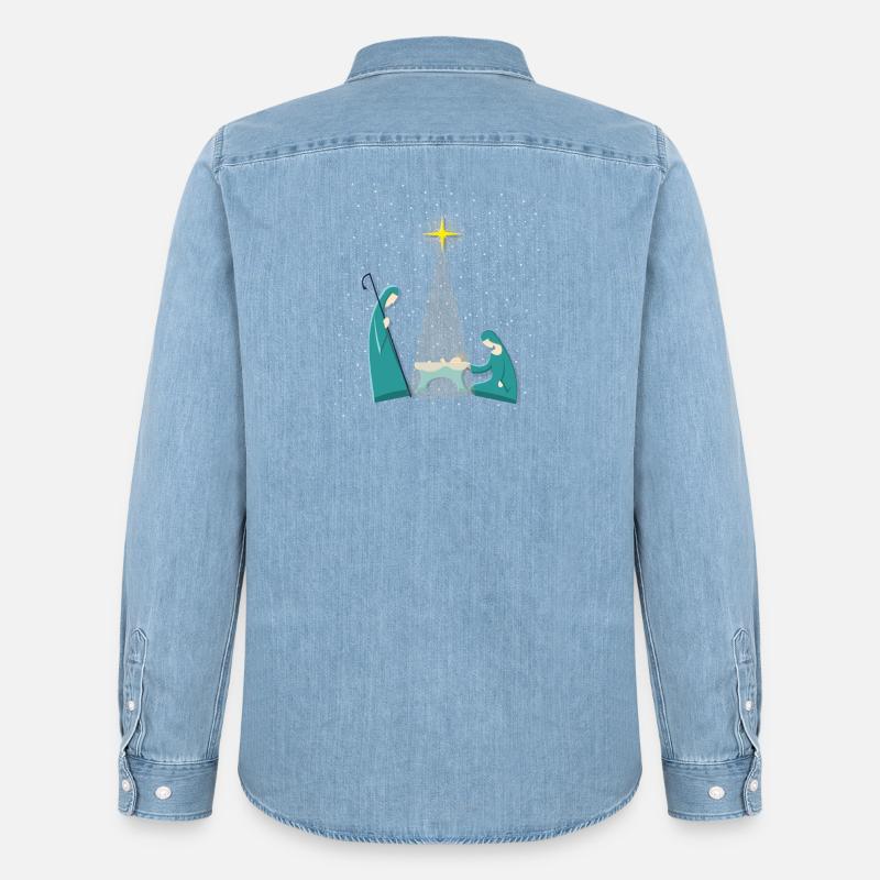 Jesuskind Weihnachtskrippe - Männer Jeanshemd Organic von Stanley/Stella - verwaschenes Hellblau