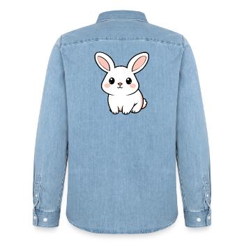 White Rabbit - Men’s Organic Denim Shirt by Stanley/Stella - light wash - Back - AI Model Male 185 light (185cm)