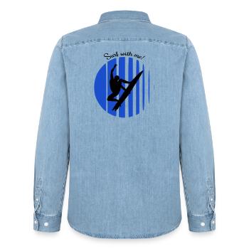 Surfeur - Chemise en denim homme bio Stanley/Stella - bleu clair délavé - Dos - AI Model Male 185 light (185cm)