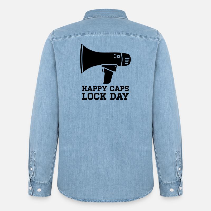 Megafon Happy Caps Lock Day Nerd  - Männer Jeanshemd Organic von Stanley/Stella - verwaschenes Hellblau