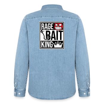 Rage Bait King Online Troll Aufmerksamkeit Spaß - Männer Jeanshemd Organic von Stanley/Stella - verwaschenes Hellblau - Hinten - AI Model Male 185 light (185cm)