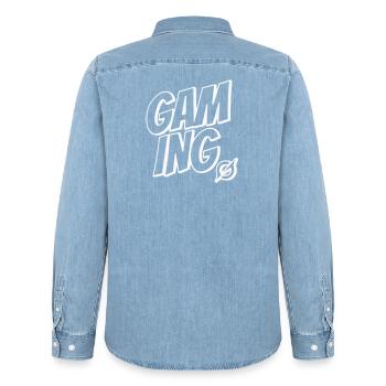 Gaming Schriftzug - Männer Jeanshemd Organic von Stanley/Stella - verwaschenes Hellblau - Hinten - AI Model Male 185 light (185cm)