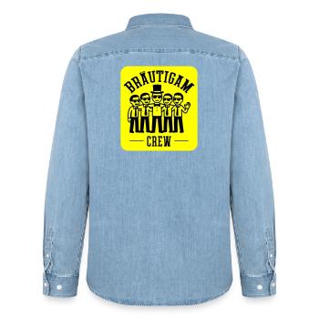 Enterrement de vie de garçon de l’équipe des mariés - Chemise en denim homme bio Stanley/Stella - bleu clair délavé - Dos - AI Model Male 185 light (185cm)