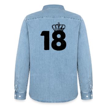 18 Krone - Männer Jeanshemd Organic von Stanley/Stella - verwaschenes Hellblau - Hinten - AI Model Male 185 light (185cm)