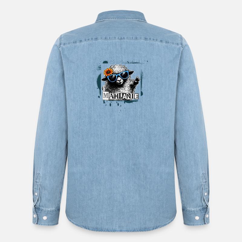 Mählanie – Graffiti Pop Art di Pecore Cool - Camicia in denim uomo bio di Stanley/Stella - azzurro chiaro slavato