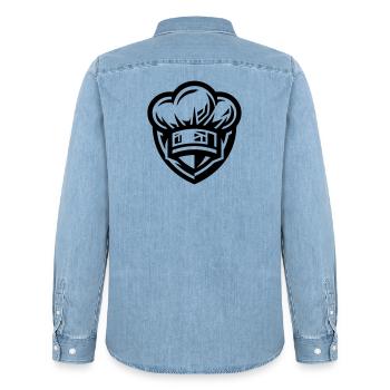 Chef's Hat Icon Cooking - Men’s Organic Denim Shirt by Stanley/Stella - light wash - Back - AI Model Male 185 light (185cm)