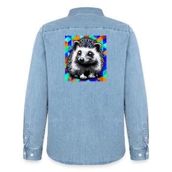 Igel - Männer Jeanshemd Organic von Stanley/Stella - verwaschenes Hellblau - Hinten - AI Model Male 185 light (185cm)
