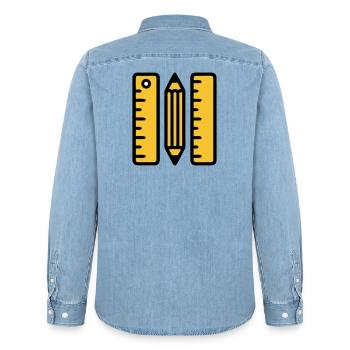 Pen Rulers Drawing Architecture - Men’s Organic Denim Shirt by Stanley/Stella - light wash - Back - AI Model Male 185 light (185cm)