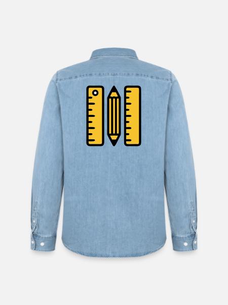 Règles-stylo dessinant l’architecture - Chemise en denim homme bio Stanley/Stella - bleu clair délavé