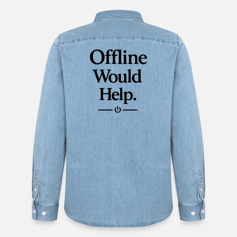 Offline Would Help - Männer Jeanshemd Organic von Stanley/Stella - verwaschenes Hellblau