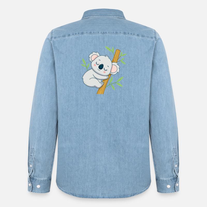 Schläferkoala auf einem Ast - Männer Jeanshemd Organic von Stanley/Stella - verwaschenes Hellblau