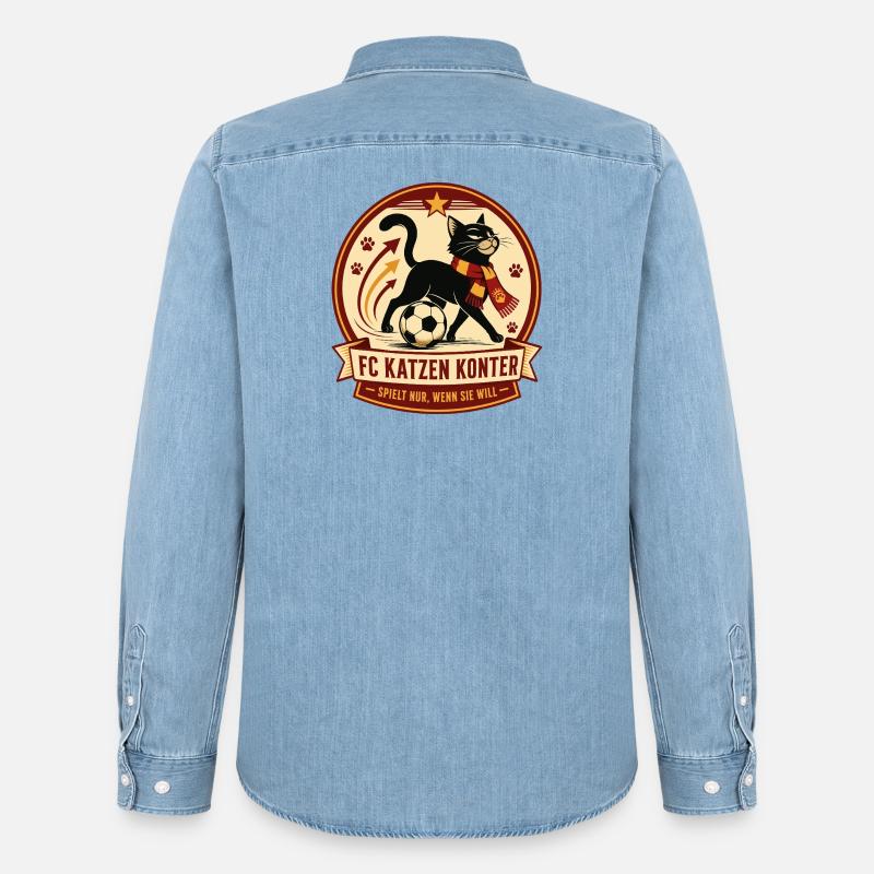 FC Katzen Konter - Männer Jeanshemd Organic von Stanley/Stella - verwaschenes Hellblau