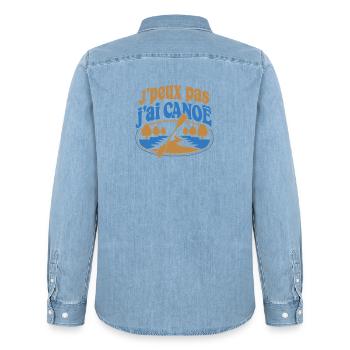 J’peux pas j’ai Canoë - Chemise en denim homme bio Stanley/Stella - bleu clair délavé - Dos - AI Model Male 185 light (185cm)