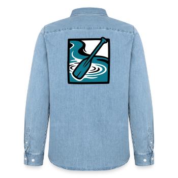 Icône de l’eau de la rivière Paddle - Chemise en denim homme bio Stanley/Stella - bleu clair délavé - Dos - AI Model Male 185 light (185cm)