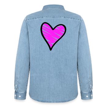 Herz - Männer Jeanshemd Organic von Stanley/Stella - verwaschenes Hellblau - Hinten - AI Model Male 185 light (185cm)