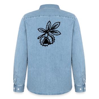 Kastanie Zweig Blätter - Männer Jeanshemd Organic von Stanley/Stella - verwaschenes Hellblau - Hinten - AI Model Male 185 light (185cm)