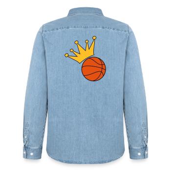 Basketball - Männer Jeanshemd Organic von Stanley/Stella - verwaschenes Hellblau - Hinten - AI Model Male 185 light (185cm)