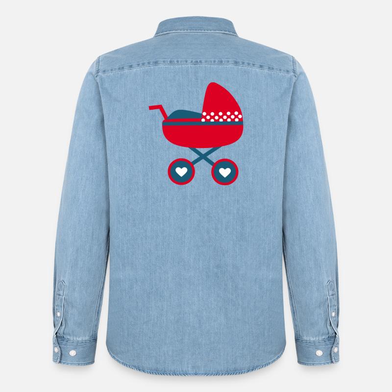 Geburt Baby 2025 Geschenk Geschenkidee - Männer Jeanshemd Organic von Stanley/Stella - verwaschenes Hellblau