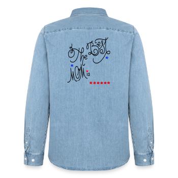 the best Mom, Muttertag - Männer Jeanshemd Organic von Stanley/Stella - verwaschenes Hellblau - Hinten - AI Model Male 185 light (185cm)