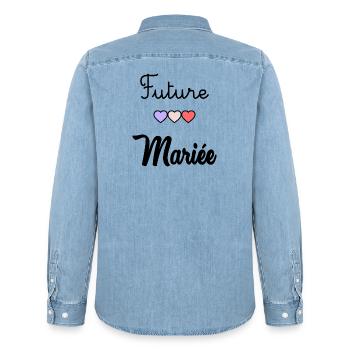 ZUKÜNFTIGE BRAUT. Junggesellinnenabschied - Männer Jeanshemd Organic von Stanley/Stella - verwaschenes Hellblau - Hinten - AI Model Male 185 light (185cm)