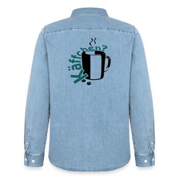 Coffee? - Men’s Organic Denim Shirt by Stanley/Stella - light wash - Back - AI Model Male 185 light (185cm)