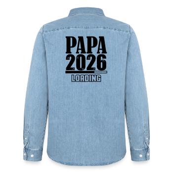 Papa 2026 Loading - Männer Jeanshemd Organic von Stanley/Stella - verwaschenes Hellblau - Hinten - AI Model Male 185 light (185cm)