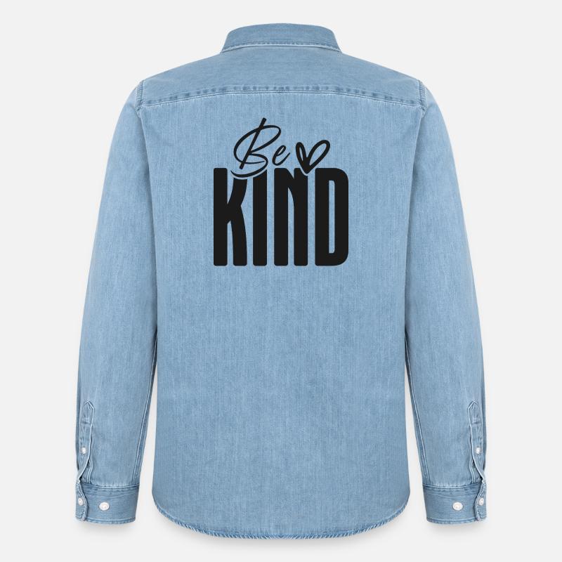 Be Kind Bold Script Overlay - Männer Jeanshemd Organic von Stanley/Stella - verwaschenes Hellblau