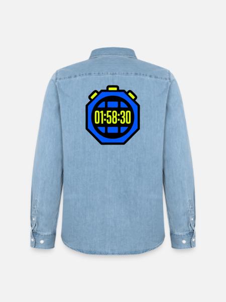 Stopwatch Best Time Half Marathon - Men’s Organic Denim Shirt by Stanley/Stella - light wash
