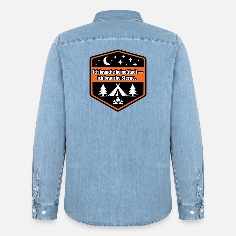 Camper van, panel van, motorhome - Men’s Organic Denim Shirt by Stanley/Stella - light wash