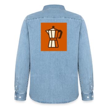 Espresso Maker Coffee Logo - Men’s Organic Denim Shirt by Stanley/Stella - light wash - Back - AI Model Male 185 light (185cm)
