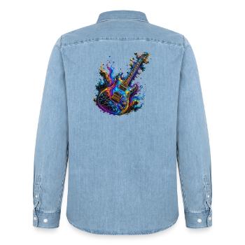 Echos in Farbe - Männer Jeanshemd Organic von Stanley/Stella - verwaschenes Hellblau - Hinten - AI Model Male 185 light (185cm)