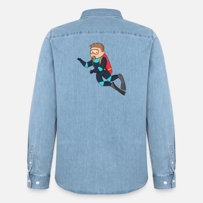 diving - Männer Jeanshemd Organic von Stanley/Stella - verwaschenes Hellblau