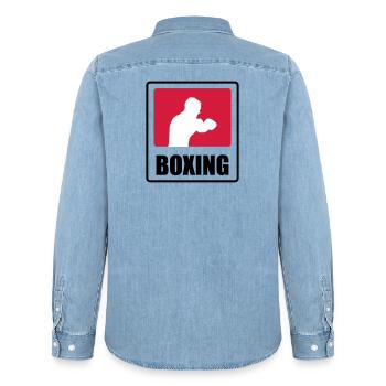 Boxeur - Boxe 🥊 - Chemise en denim homme bio Stanley/Stella - bleu clair délavé - Dos - AI Model Male 185 light (185cm)
