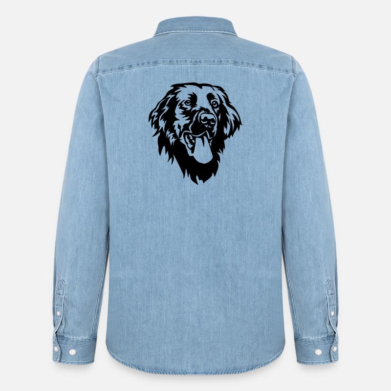 Flat-coated Retriever Kopf - Männer Jeanshemd Organic von Stanley/Stella - verwaschenes Hellblau